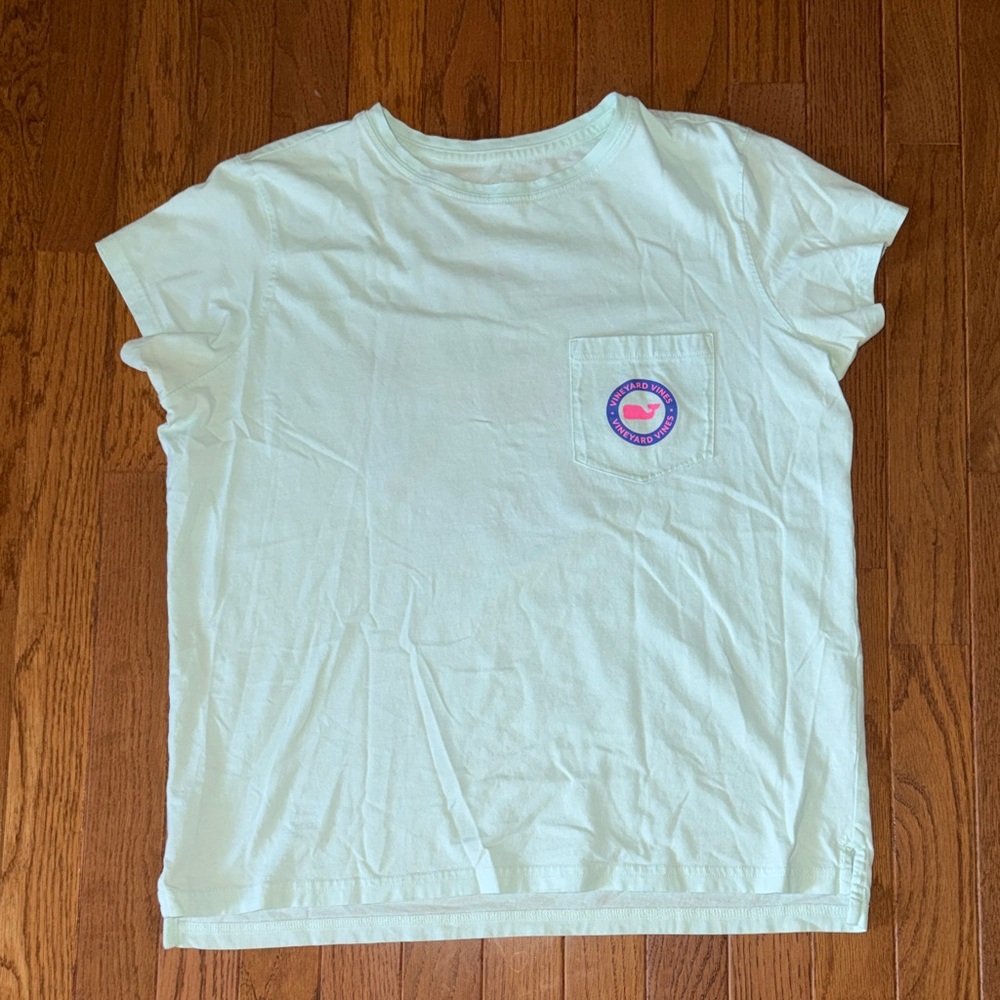 Vineyard Vines Light Mint Short Sleeve Pocket Tee with Whale Patch